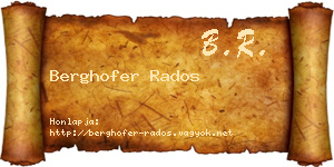 Berghofer Rados névjegykártya